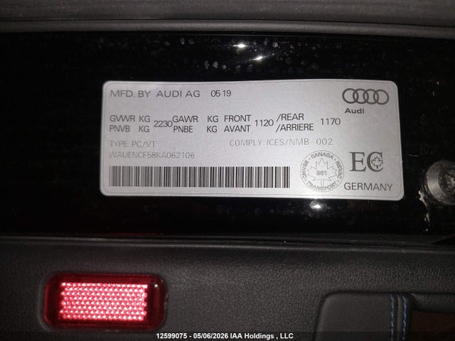 WAUENCF58KA062106 Audi A5 Premium Plus S-line