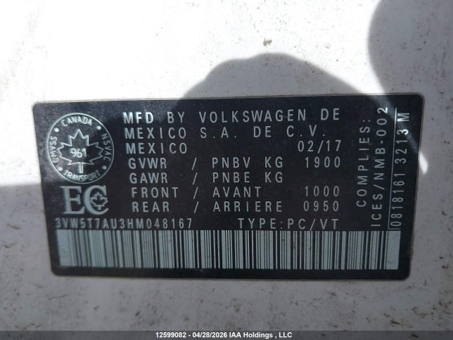 3VW5T7AU3HM048167 Volkswagen Golf Gti 5-door Autobahn