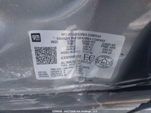 2024 Chevrolet Trailblazer მანქანა იყიდება აუქციონზე, vin: KL79MUSL7RB062147, აუქციონის ნომერი: 12599085