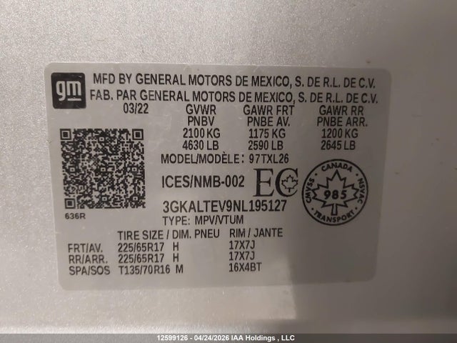 3GKALTEV9NL195127 GMC Terrain Sle