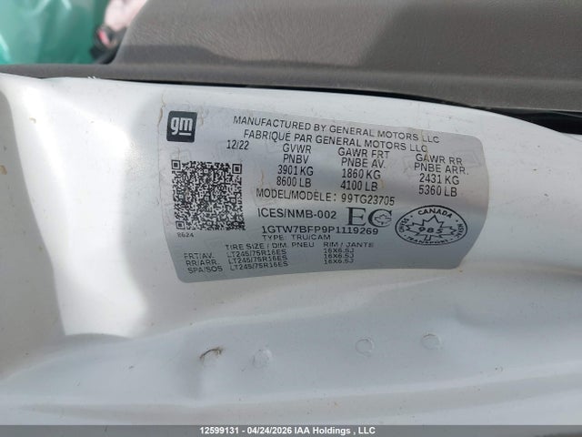 Aukcja sprzedaży 2023 Gmc Savana Cargo Van, vin: 1GTW7BFP9P1119269, numer aukcji: 12599131