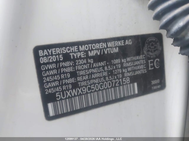 Продажа на аукционе авто 2016 Bmw X3 Xdrive28i, vin: 5UXWX9C50G0D72158, номер лота: 12599137