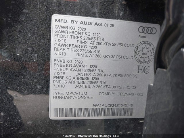 Audi Q3 2025 WA1AUCF34S1043145 Image 9