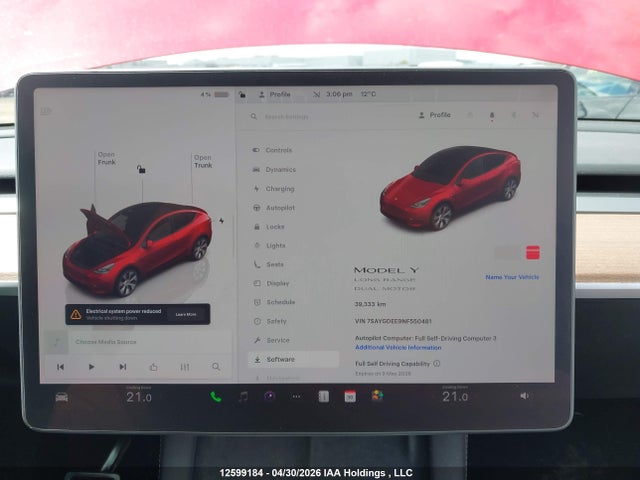 Aukcja sprzedaży 2022 Tesla Model Y, vin: 7SAYGDEE9NF550481, numer aukcji: 12599184