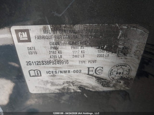 2G1125S38F9249916 Chevrolet Impala 2lt
