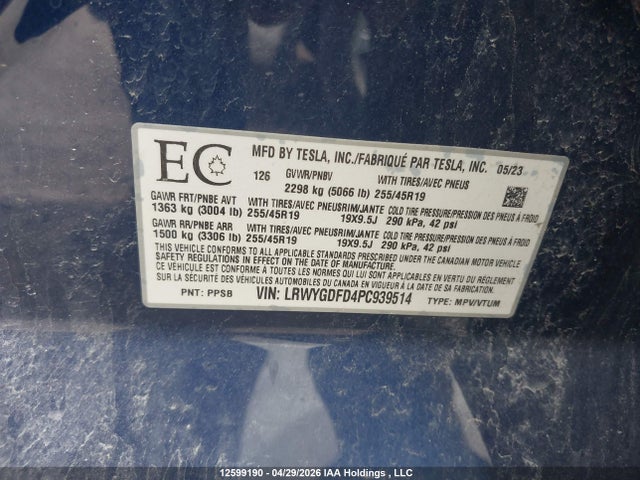 Tesla Model Y Rwd 2023 LRWYGDFD4PC939514 Image 9