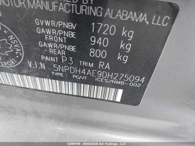 Aukcja sprzedaży 2013 Hyundai Elantra Gl, vin: 5NPDH4AE9DH275094, numer aukcji: 12599199