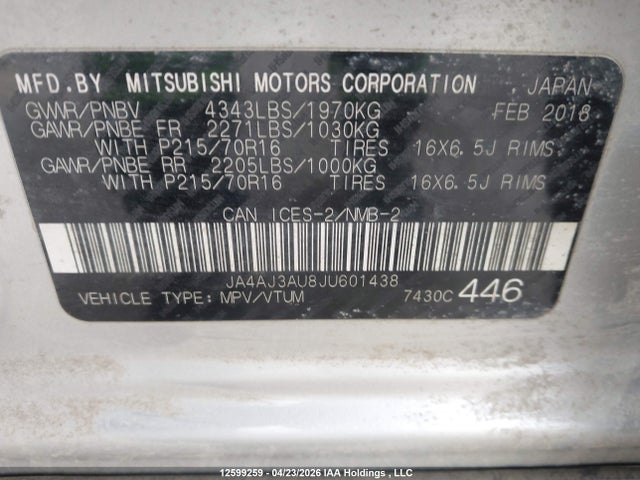 JA4AJ3AU8JU601438 Mitsubishi RVR SE