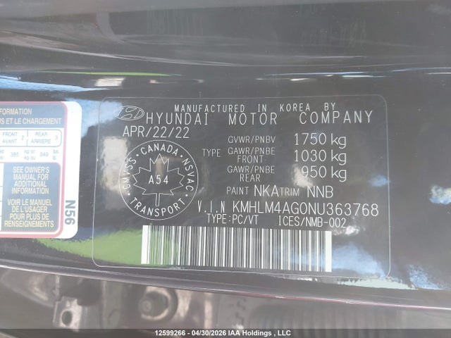 2022 Hyundai Elantra Preferred Ivt მანქანა იყიდება აუქციონზე, vin: KMHLM4AG0NU363768, აუქციონის ნომერი: 12599266