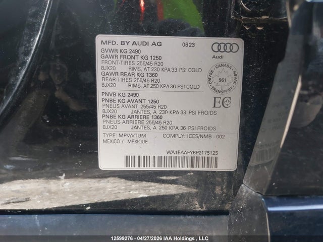 WA1EAAFY6P2175125 Audi Q5 45 Progressiv