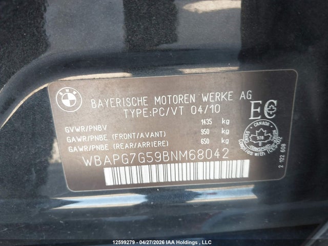 Продажа на аукционе авто 2011 Bmw 3 Series, vin: WBAPG7G59BNM68042, номер лота: 12599279