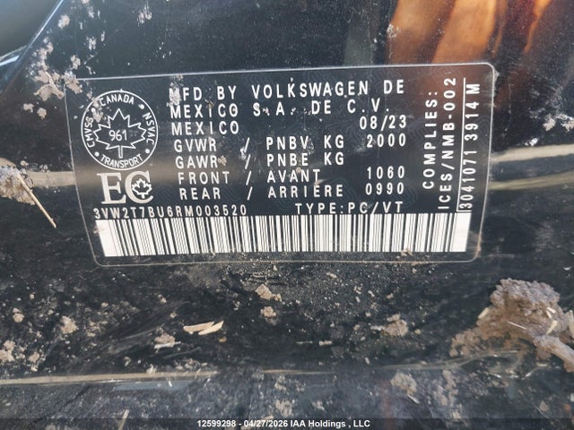12599298 :رقم المزاد ، 3VW2T7BU6RM003520 vin ، 2024 Volkswagen Jetta Gli مزاد بيع