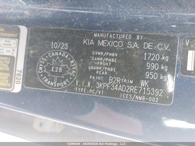 Aukcja sprzedaży 2024 Kia Forte Ex/ex+/ex Premium, vin: 3KPF34AD2RE715392, numer aukcji: 12599304