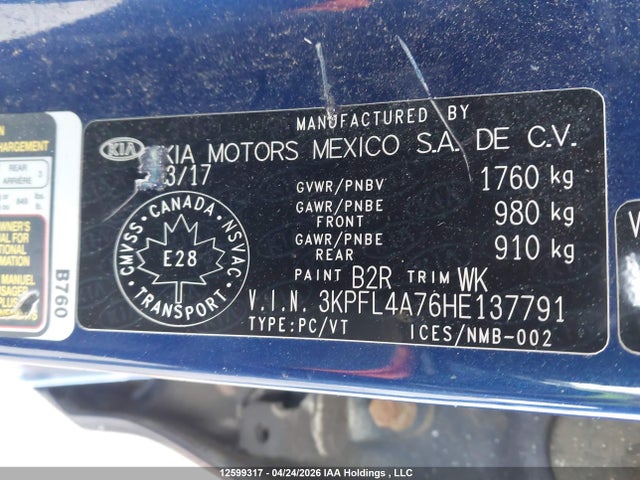 Aukcja sprzedaży 2017 Kia Forte, vin: 3KPFL4A76HE137791, numer aukcji: 12599317