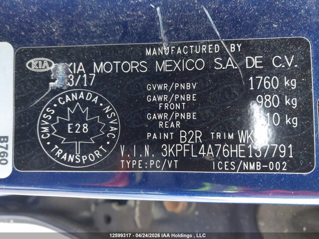 Aukcja sprzedaży 2017 Kia Forte, vin: 3KPFL4A76HE137791, numer aukcji: 12599317