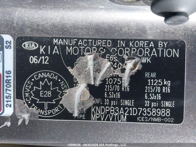 2013 Kia Sportage Lx მანქანა იყიდება აუქციონზე, vin: KNDPB3A21D7358988, აუქციონის ნომერი: 12599326