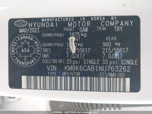Продаж на аукціоні авто 2022 Hyundai Kona, vin: KM8K6CAB1NU763262, номер лоту: 12599403