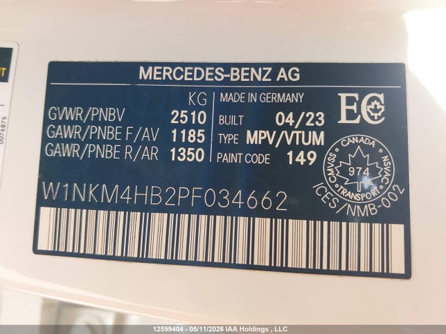 2023 Mercedes-benz Glc 300 4matic მანქანა იყიდება აუქციონზე, vin: W1NKM4HB2PF034662, აუქციონის ნომერი: 12599404