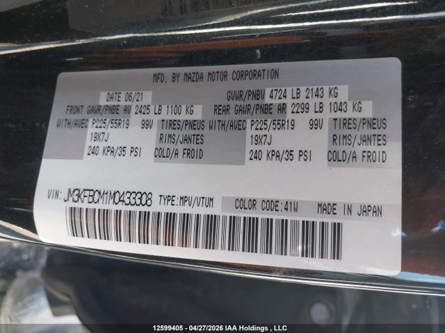 Aukcja sprzedaży 2021 Mazda Cx-5 Gs/kuro Edition/signature, vin: JM3KFBCM1M0433308, numer aukcji: 12599405