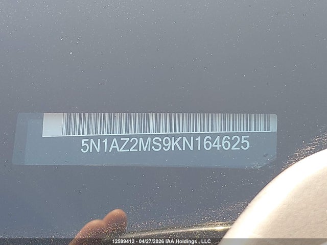 12599412 :رقم المزاد ، 5N1AZ2MS9KN164625 vin ، 2019 Nissan Murano مزاد بيع