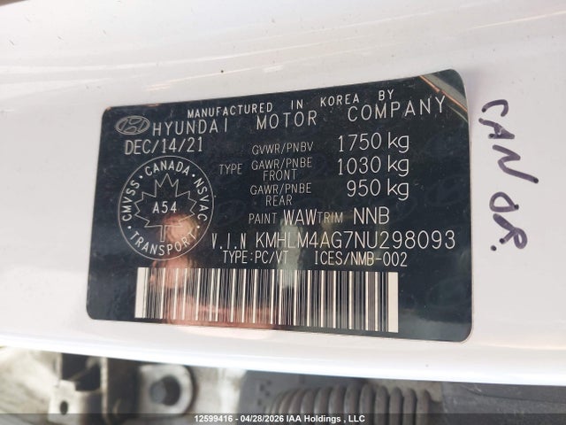 2022 Hyundai Elantra მანქანა იყიდება აუქციონზე, vin: KMHLM4AG7NU298093, აუქციონის ნომერი: 12599416