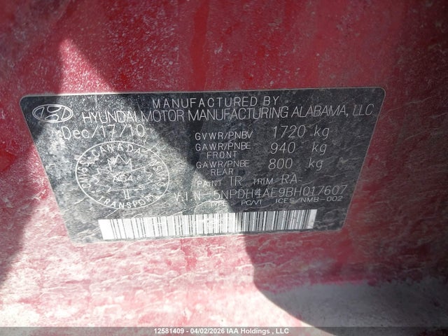 Продаж на аукціоні авто 2011 Hyundai Elantra L, vin: 5NPDH4AE9BH017607, номер лоту: 12581409