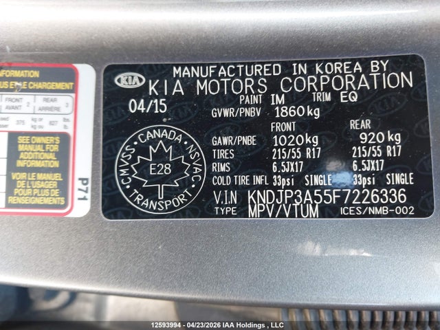Aukcja sprzedaży 2015 Kia Soul Ex/ex+/ex+ Eco, vin: KNDJP3A55F7226336, numer aukcji: 12593994