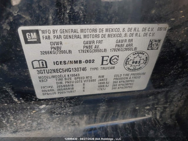 3GTU2NEC5HG130746 GMC Sierra 1500 Slt