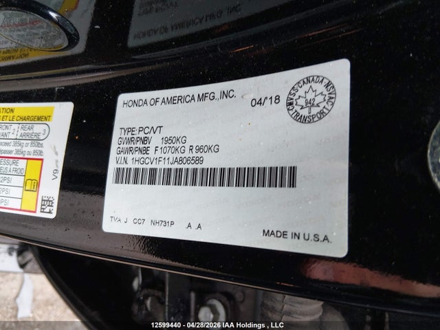 1HGCV1F11JA806589 Honda ACCORD LX