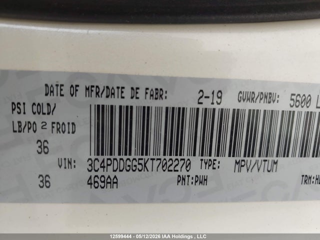 3C4PDDGG5KT702270 Dodge Journey