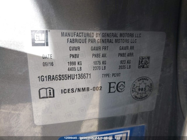 1G1RA6S55HU136671 Chevrolet VOLT LT