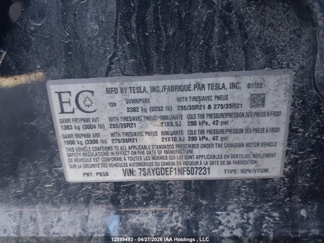 7SAYGDEF1NF507231 Tesla Model Y Performance