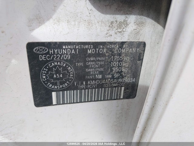 2010 Hyundai Elantra Blue/gls/se მანქანა იყიდება აუქციონზე, vin: KMHDU4AD5AU979034, აუქციონის ნომერი: 12599525