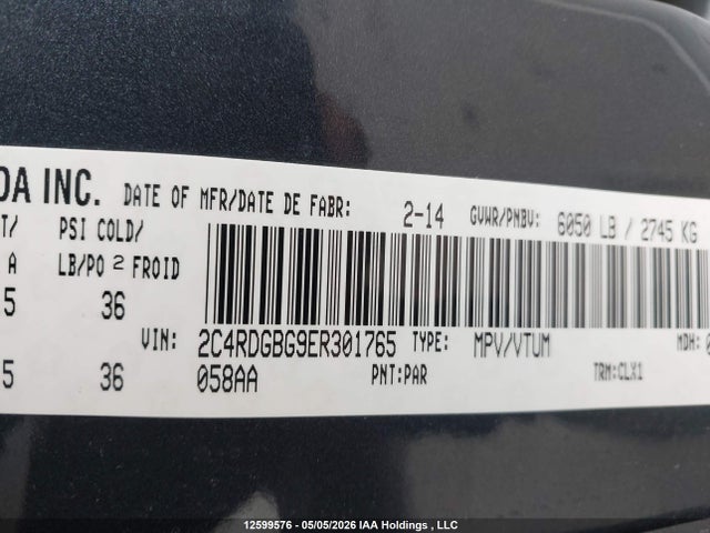 Продаж на аукціоні авто 2014 Dodge Grand Caravan Se, vin: 2C4RDGBG9ER301765, номер лоту: 12599576