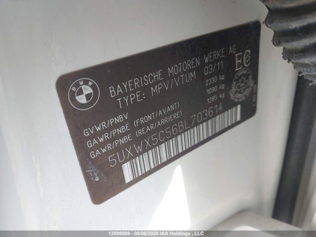 2011 Bmw X3 Xdrive28i მანქანა იყიდება აუქციონზე, vin: 5UXWX5C56BL703614, აუქციონის ნომერი: 12599589