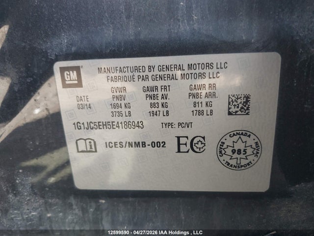 1G1JC5EH5E4186943 Chevrolet Sonic