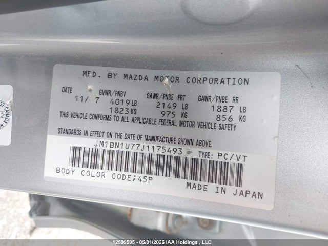 JM1BN1U77J1175493 Mazda Mazda3 Gx