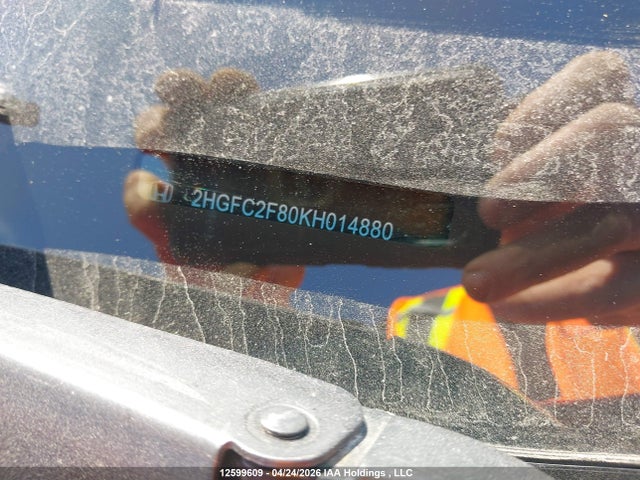 12599609 :رقم المزاد ، 2HGFC2F80KH014880 vin ، 2019 Honda Civic Sport مزاد بيع