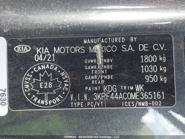 3KPF44AC0ME365161 KIA Forte Gt/gt Limited