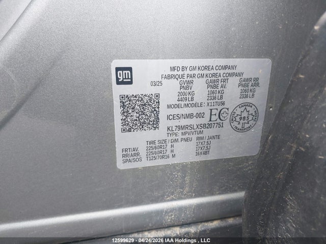 KL79MRSLXSB207751 Chevrolet Trailblazer Lt