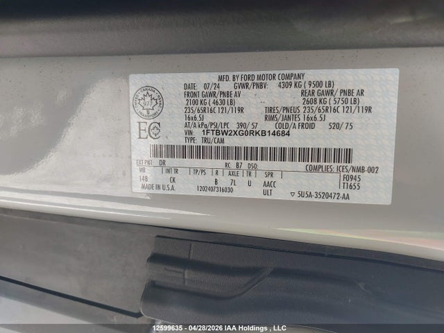 1FTBW2XG0RKB14684 Ford Transit-350 Cargo