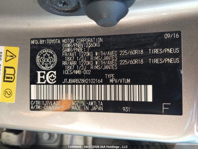 Продаж на аукціоні авто 2017 Lexus Nx 200t/base/f Sport, vin: JTJBARBZ8H2102164, номер лоту: 12599646