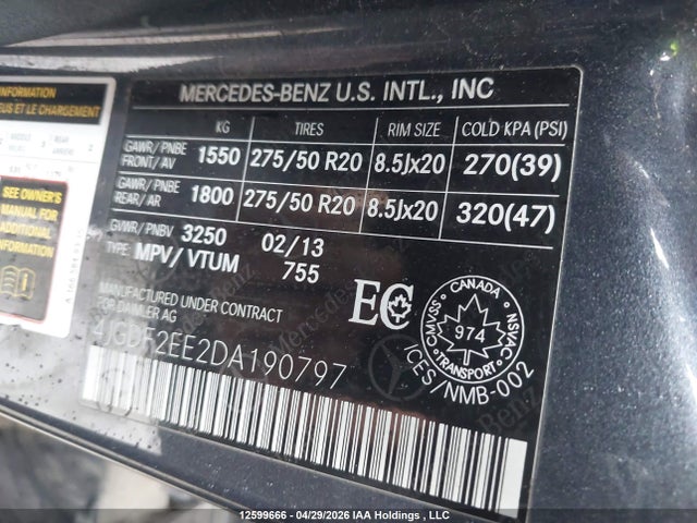 Aukcja sprzedaży 2013 Mercedes-benz Gl 350 Bluetec 4matic, vin: 4JGDF2EE2DA190797, numer aukcji: 12599666