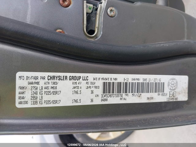 2013 Dodge Journey მანქანა იყიდება აუქციონზე, vin: 3C4PDCAB7DT535792, აუქციონის ნომერი: 12599672