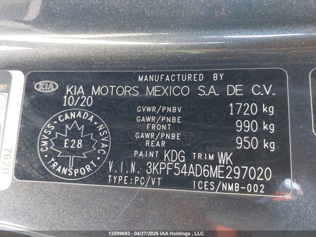 Продаж на аукціоні авто 2021 Kia Forte Ex, vin: 3KPF54AD6ME297020, номер лоту: 12599693