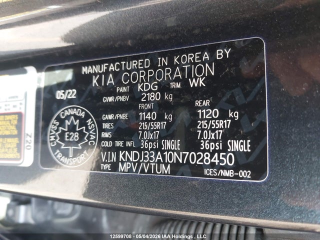 Продаж на аукціоні авто 2022 Kia Soul Ev Limited, vin: KNDJ33A10N7028450, номер лоту: 12599708