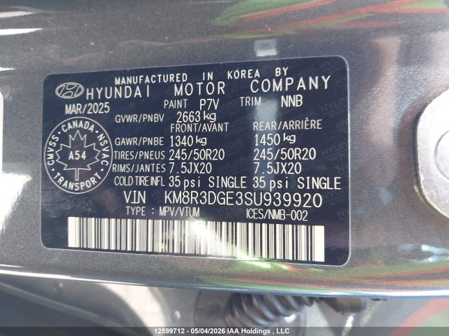 Hyundai Palisade Xrt 2025 KM8R3DGE3SU939920 Image 9