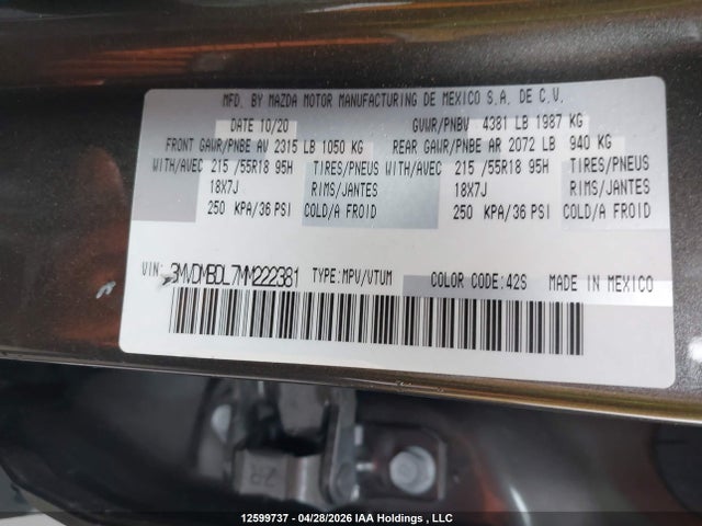 Aukcja sprzedaży 2021 Mazda Cx-30 Gt, vin: 3MVDMBDL7MM222381, numer aukcji: 12599737