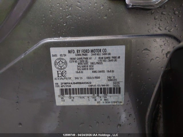 Ford EDGE SEL 2024 2FMPK4J94RBA83422 Image 19