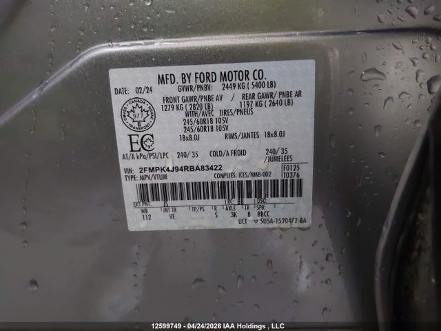 Ford EDGE SEL 2024 2FMPK4J94RBA83422 Image 20